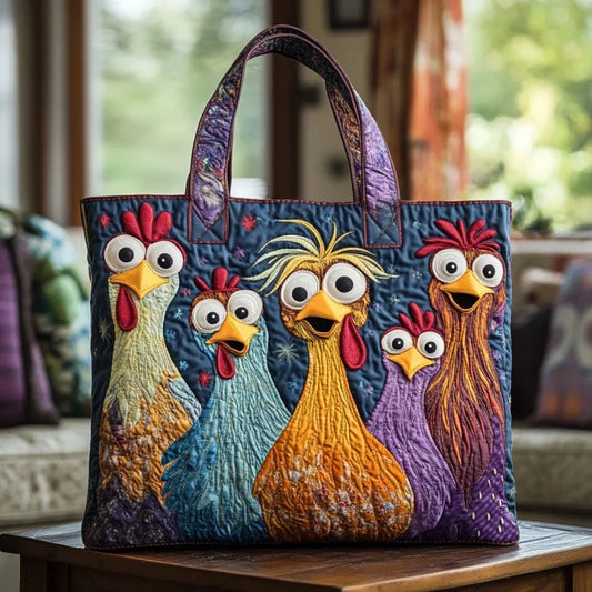 Bolsa artesanal - Cinco gallinas coloridas