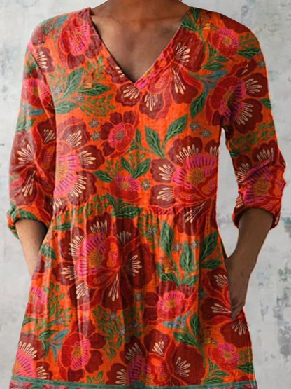 Felicia | Camisa vintage cuello V manga larga