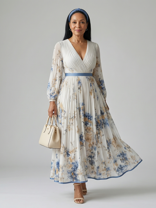 Eva | Vestido midi cruzado plisado