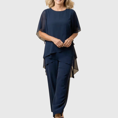 Linda | Conjunto con pantalones palazzo drapeados