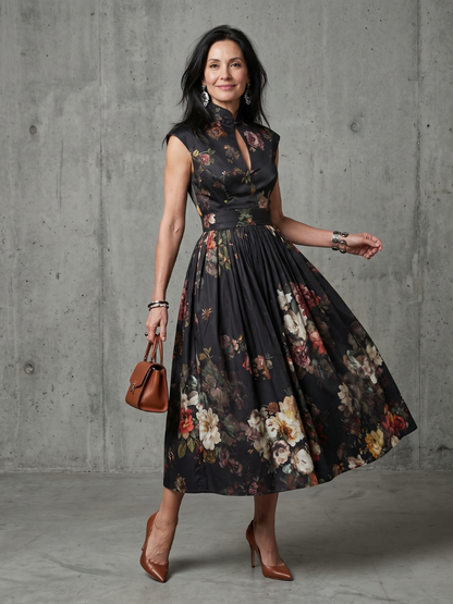 Mónica | Vestido midi plisado floral