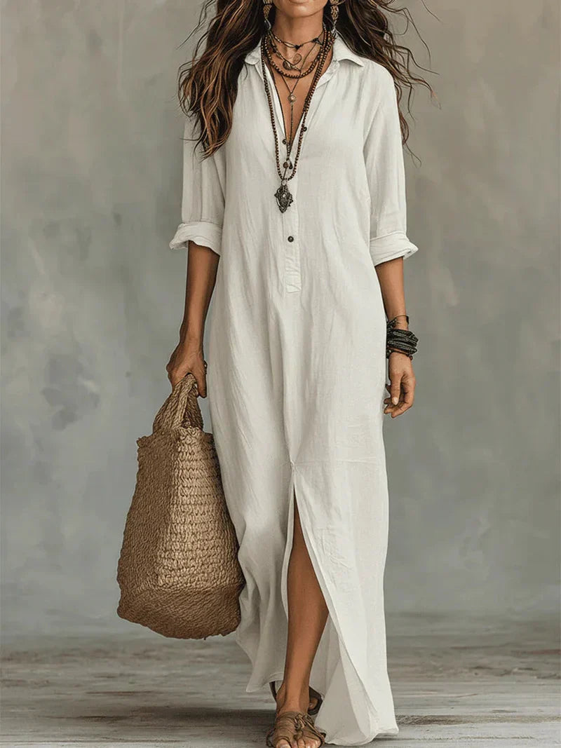 Fabiola | Vestido largo Casual con una silueta favorecedora. Versátil para el día a día.