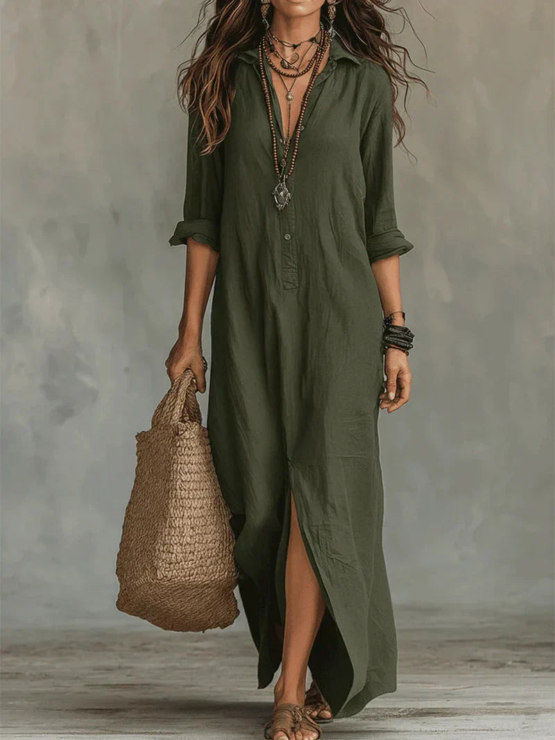 Fabiola | Vestido largo Casual con una silueta favorecedora. Versátil para el día a día.