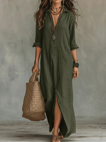 Fabiola | Vestido largo Casual con una silueta favorecedora. Versátil para el día a día.