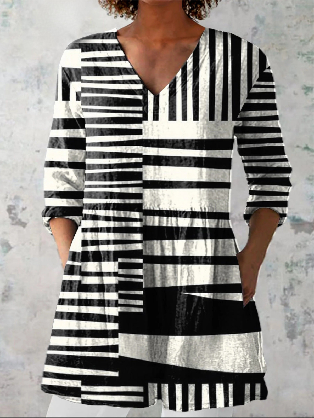 Capri | Camisa vintage cuello V manga larga