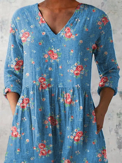 Mabel | Camisa vintage cuello V manga larga