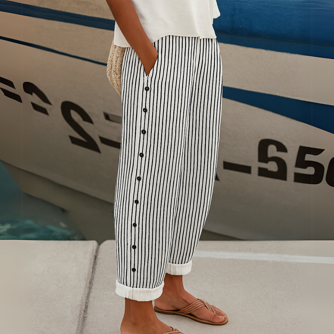 Catalina | Pantalones elegantes con botones y rayas