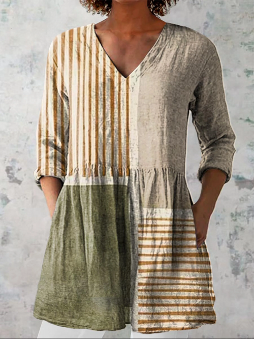 ADA | Camisa vintage cuello V manga larga