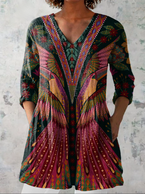 Adriana | Camisa vintage cuello V manga larga