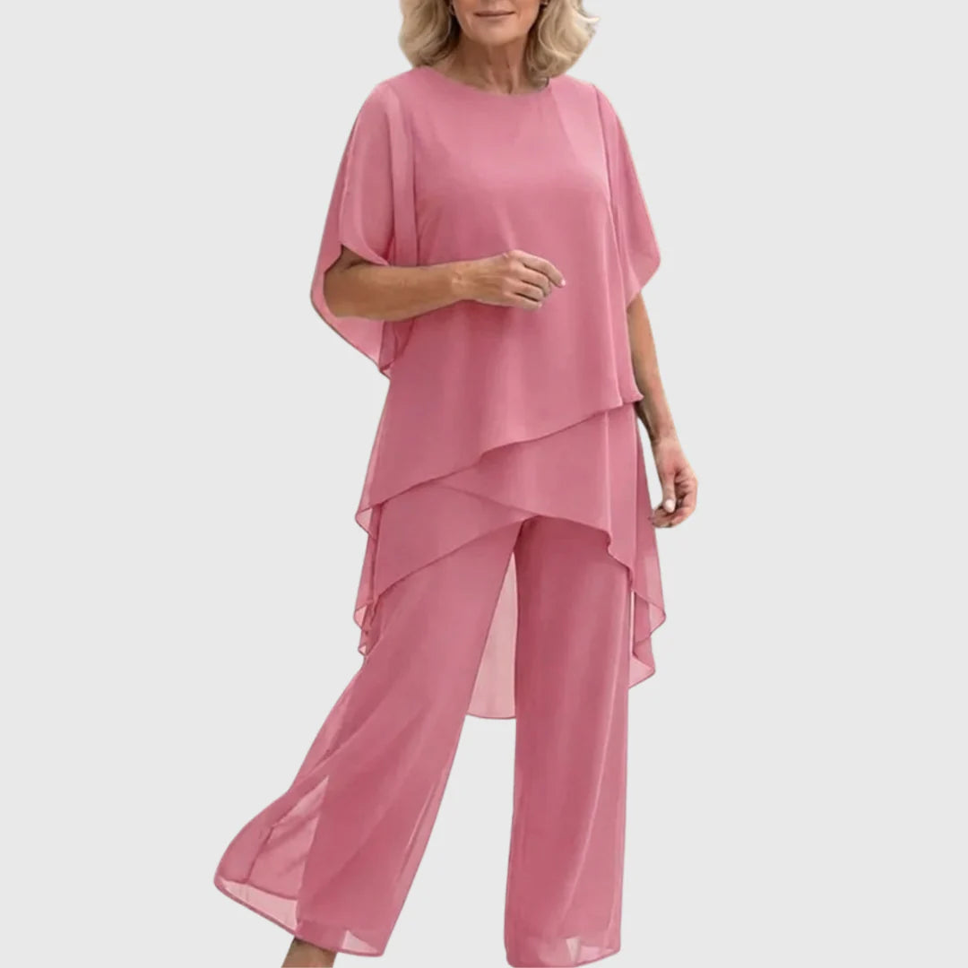Linda | Conjunto con pantalones palazzo drapeados