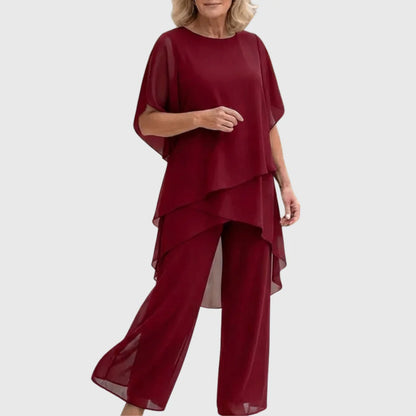 Linda | Conjunto con pantalones palazzo drapeados