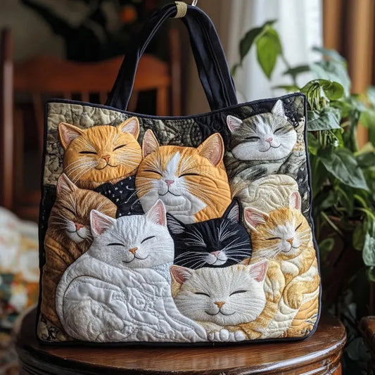 Bolsa acolchada artesanal - Gatitos durmiendo