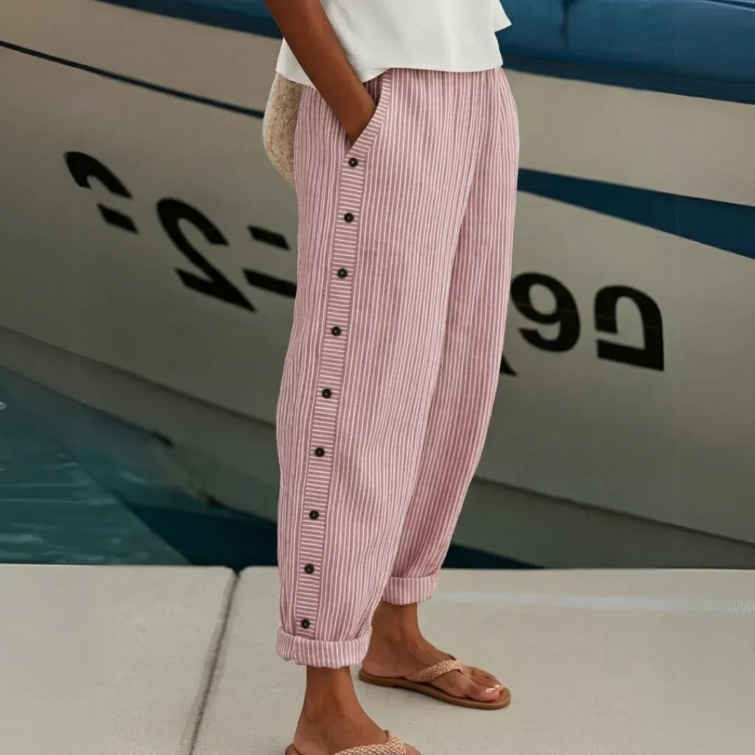 Catalina | Pantalones elegantes con botones y rayas