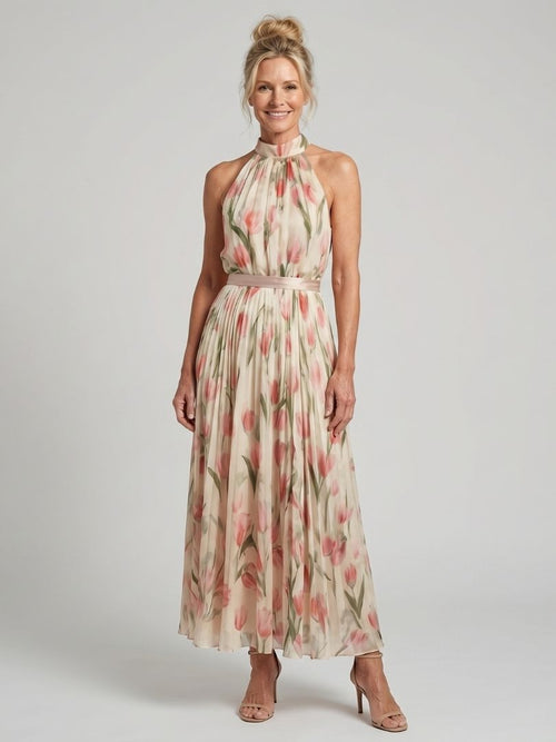 Reyna | Vestido midi halter floral