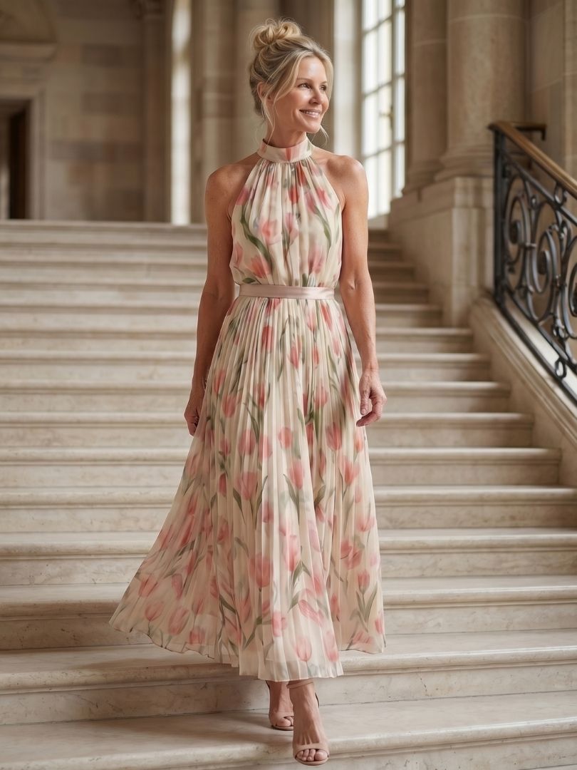 Reyna | Vestido midi halter floral