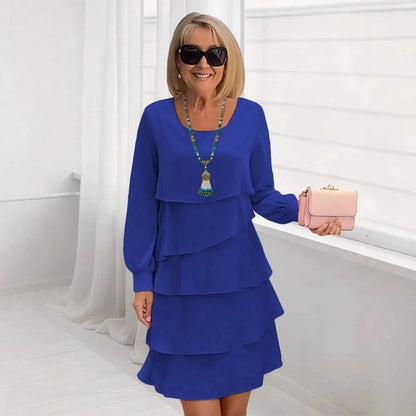 Margaret | Vestido elegante cómodo con volantes de manga larga
