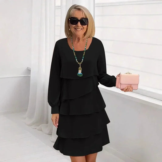 Margaret | Vestido elegante cómodo con volantes de manga larga