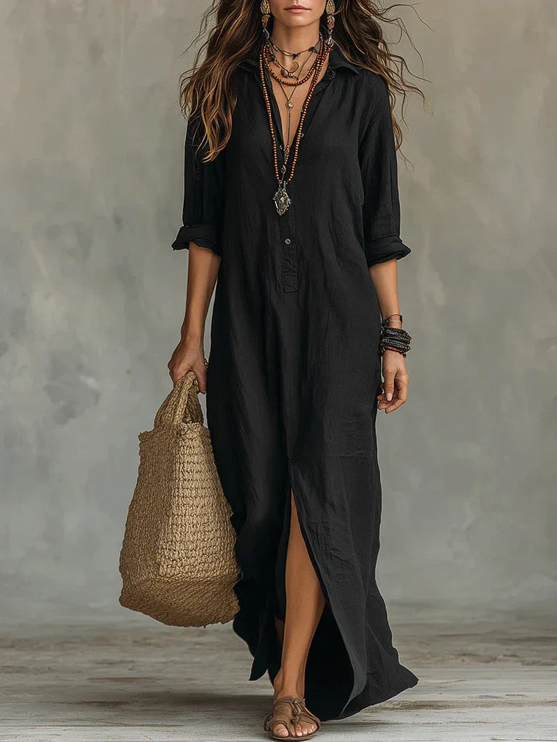 Fabiola | Vestido largo Casual con una silueta favorecedora. Versátil para el día a día.