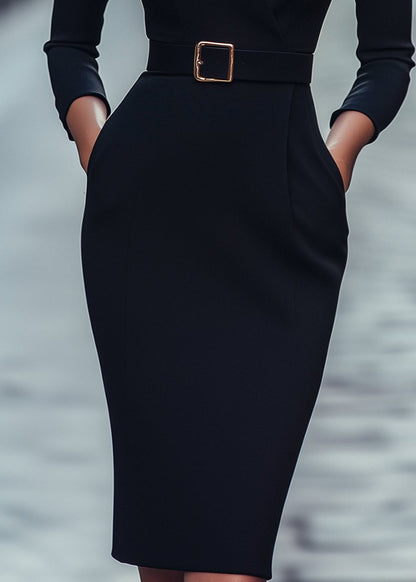 DALIA | Elegante vestido con cuello mao y cinturón